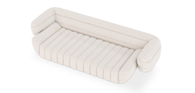 Canapé rembourré en bouclette fausse fourrure Tapissée - Boucles Blanches - 3/4 places - Caden