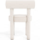 Chaise de salle à manger en bouclette fausse fourrure Tapissée - Boucles Blanches - Rhys