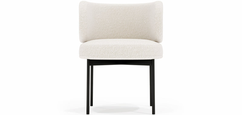 Chaise de Salle à Manger en bouclette fausse fourrure Tapissée - Boucles Blanches  - Loraine