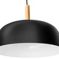 Plafondlamp van zwart metaal en hout