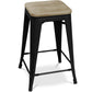 Industrialny stołek barowy - drewno i stal - 61cm - Stylix