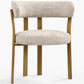Living room armchair with armrests upholstered in Chenille  – Oak-effect legs – Ergonomic and modern design – Okare
