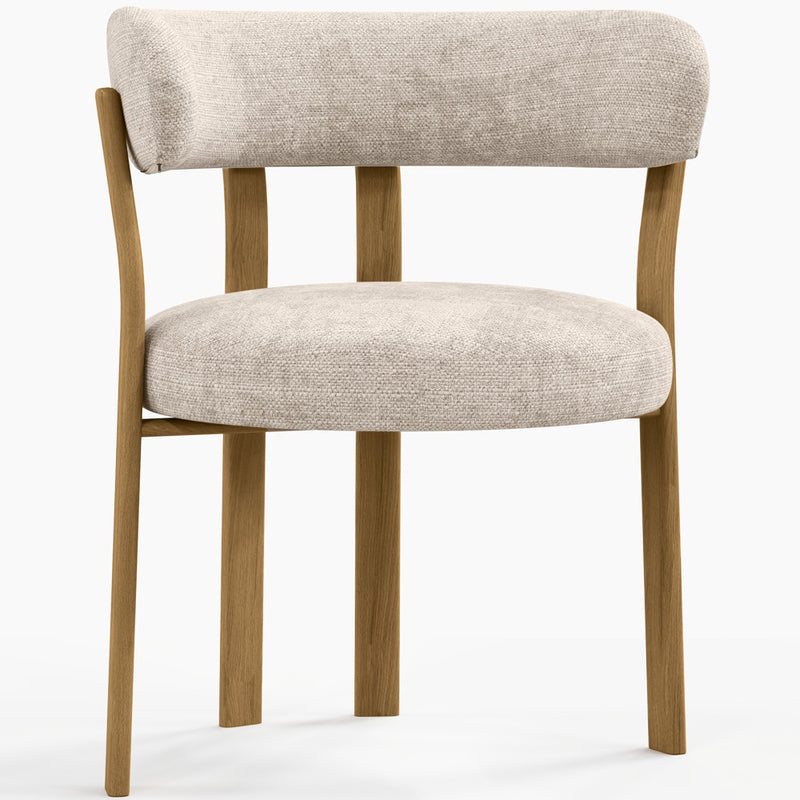 Living room armchair with armrests upholstered in Chenille  – Oak-effect legs – Ergonomic and modern design – Okare