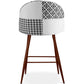 Tabouret Tapissé Patchwork - Style Scandinave - Noir et Blanc - 63cm- Evelyne