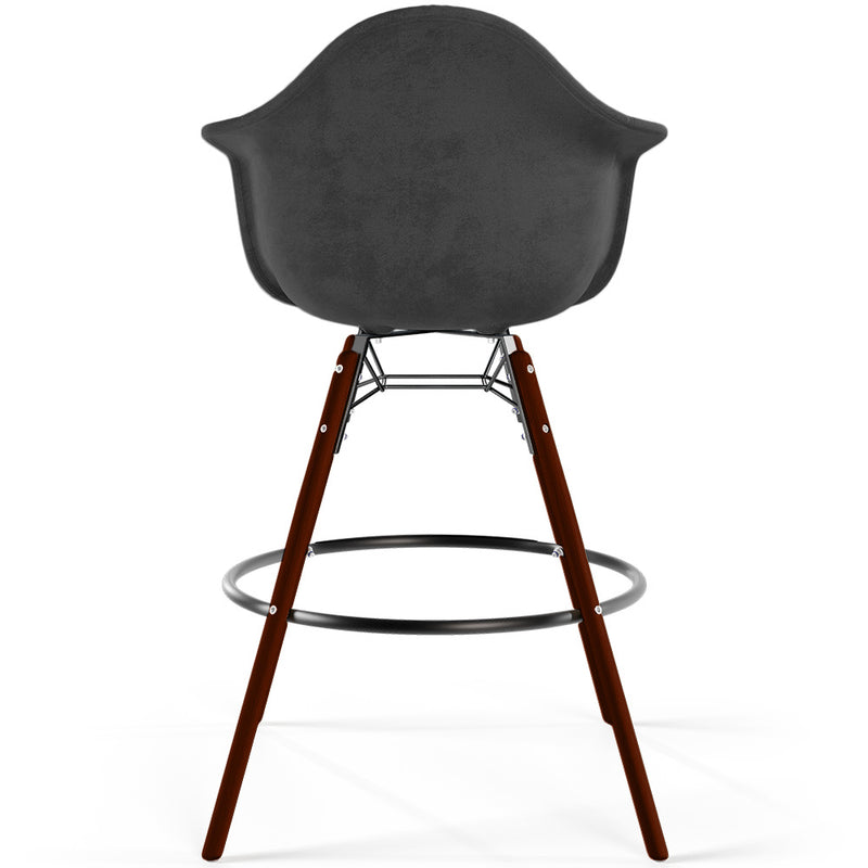 Velvet Bar Stool - Scandinavian Design and Dark Wood Legs - Nordika