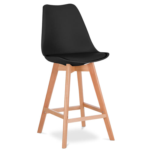 Stołek barowy Denisse w stylu skandynawskim, premium design, z poduszką - drewno