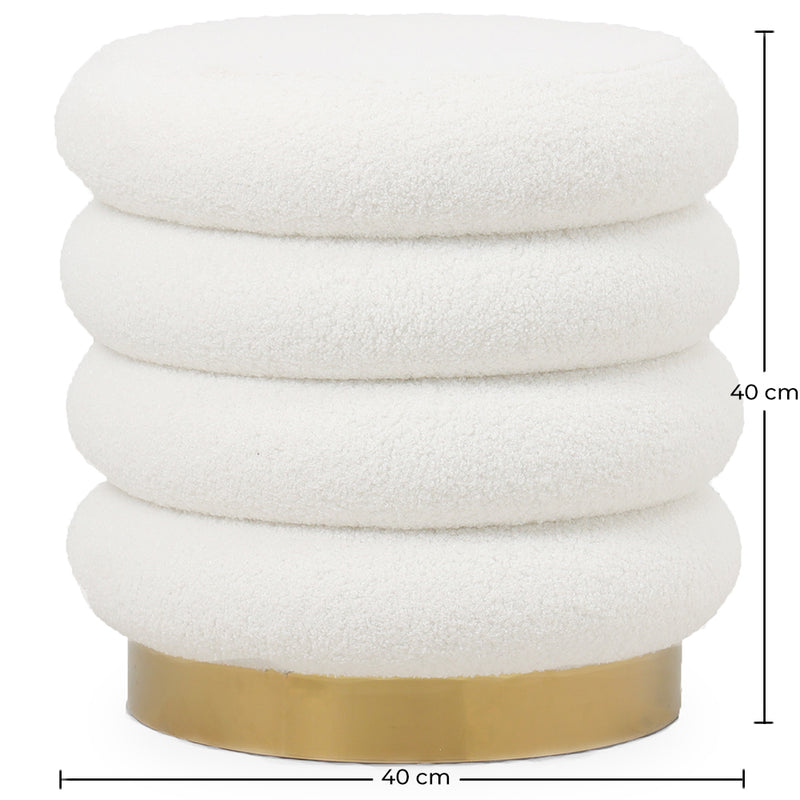 Round Pouf Upholstered in Bouclé Fabric - Marie