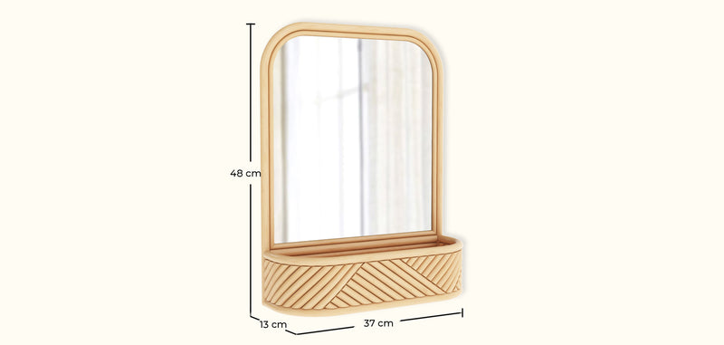 Wall Mirror with Rattan Frame - Bali Boho Style - Amara - gallery 3