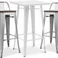 Pack Tabouret de Table Blanc et Pack 2 Tabourets de Bar avec dossier - Design Industriel - Nouvelle Edition - Bistrot Stylix