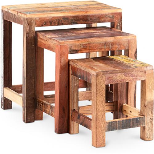 Lot de 3 tables d'appoint empilables - Bois - Seaside