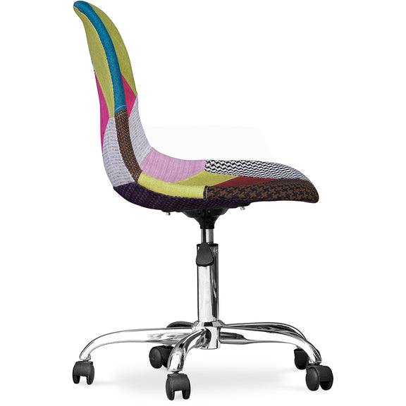 Office Chair with Wheels - Desk Chair - Upholstered in Patchwork -  Simona - gallery 5