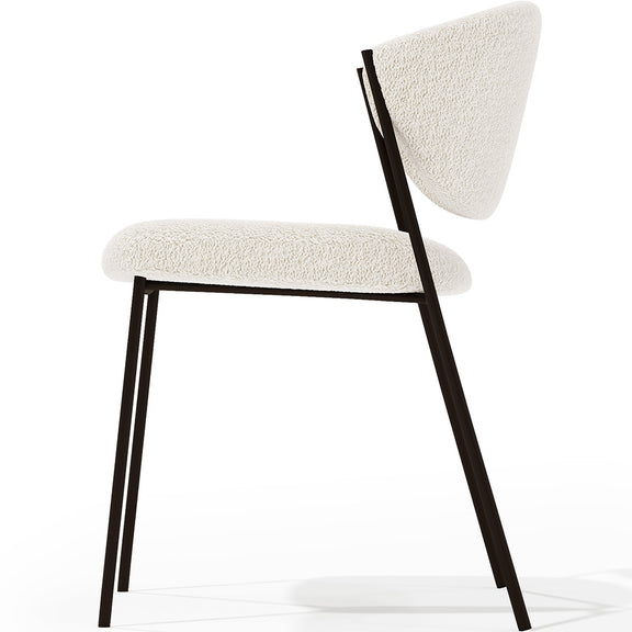 Dining chair - Upholstered in Bouclé Fabric - Black Metal - Seda - gallery 5