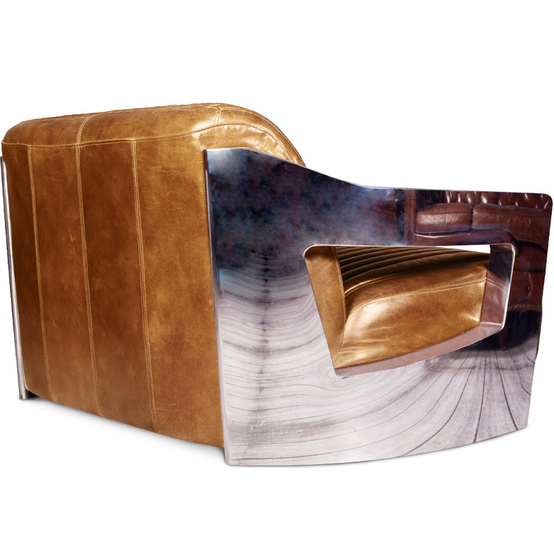Divano di design Churchill Lounge 2 posti in pelle e acciaio inossidabile