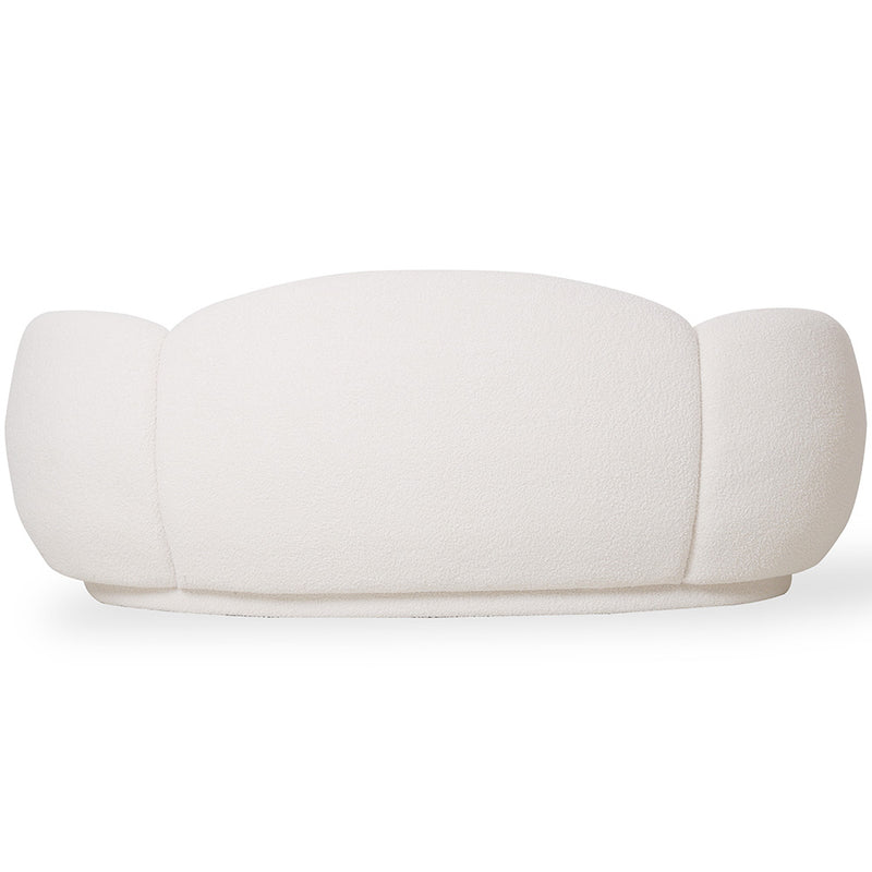 Curved Sofa Upholstered In White Bouclé – Modern And Elegant Design - Sorela