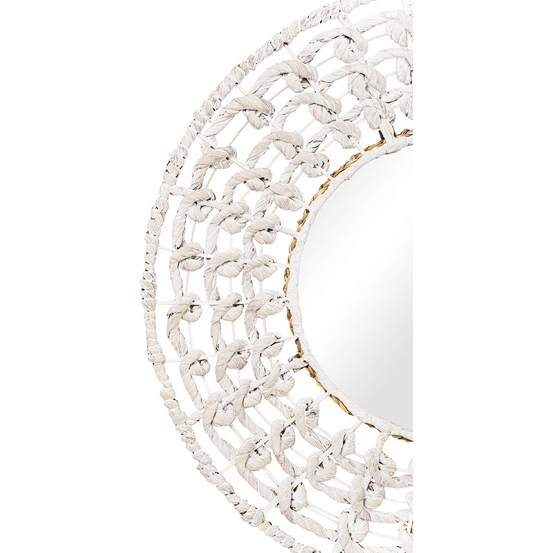 Miroir mural - Design rond Boho Bali blanc (60 cm) - Lenai