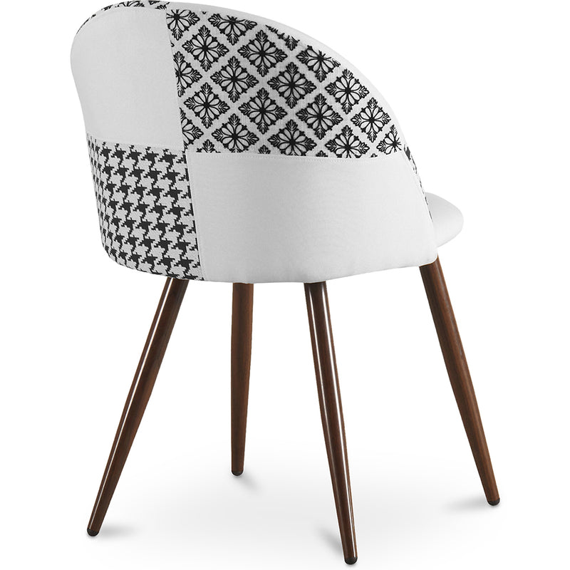 Dining Chair - Upholstered in Black and White Patchwork - Evelyne