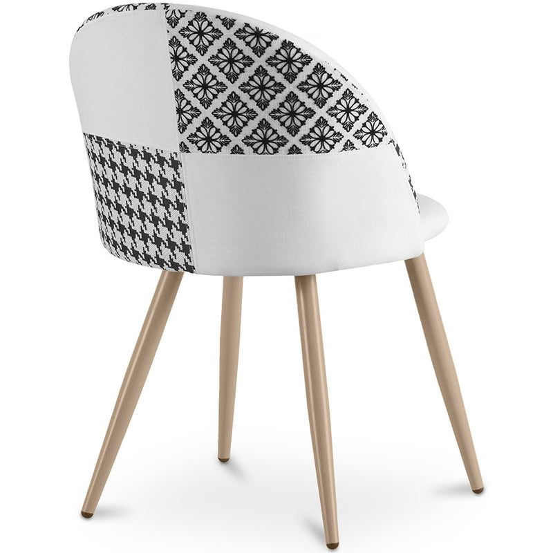 Dining Chair - Upholstered in Black and White Patchwork - Evelyne