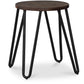 Okrągły stołek barowy - industrialny design - drewno i stal - 43cm - Hairpin