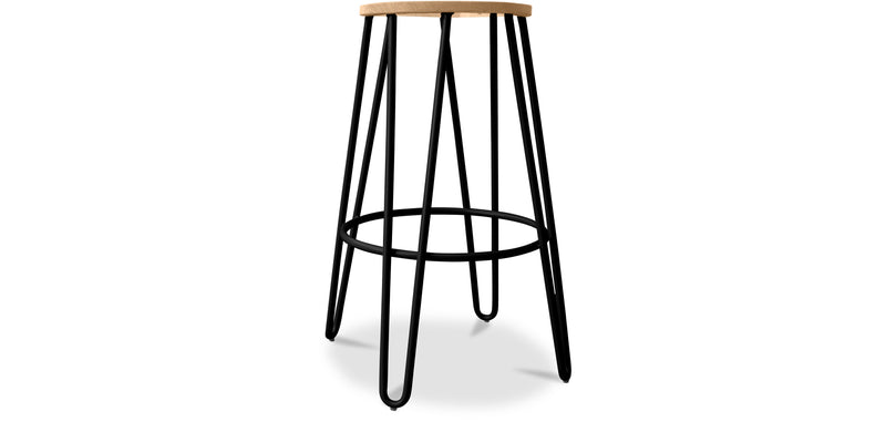 Sgabello da bar Hairpin 66cm - Legno chiaro e metallo