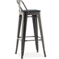Bar stool with backrest - Industrial design - Wood and steel - 76cm - Stylix