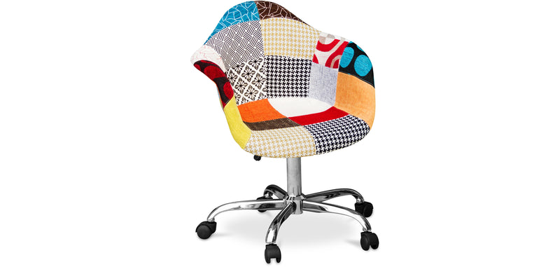 Chaise de bureau avec accoudoirs - Chaise de bureau à roulettes - Tapissée en patchwork - Patty