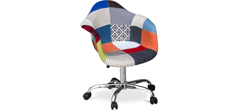 Chaise de bureau avec accoudoirs - Chaise de bureau à roulettes - Tapissée en patchwork - Pixi