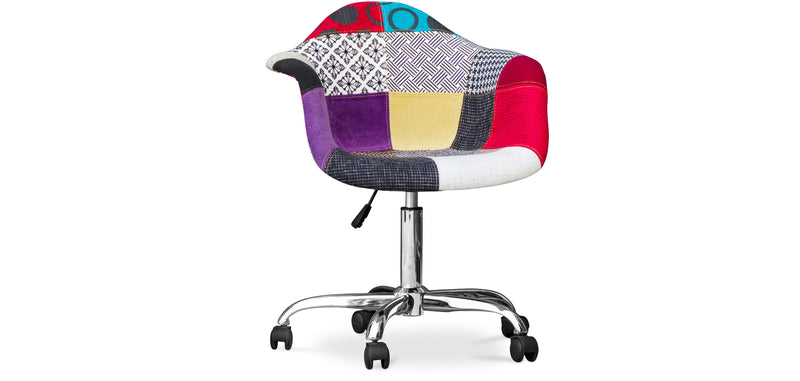 Chaise de bureau avec accoudoirs - Chaise de bureau à roulettes - Tapissée en patchwork - Ray
