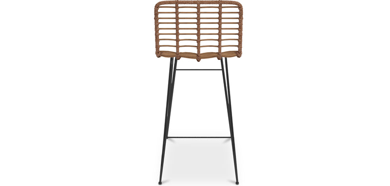 Tabouret de bar en rotin avec dossier - Boho Bali Design - 75cm - Catori
