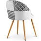 Chaise de salle à manger - tapissée en patchwork noir et blanc - Evelyne