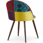 Cadeira de jantar estofada em patchwork, design escandinavo retro, pernas de madeira escura - Evelyne Ray