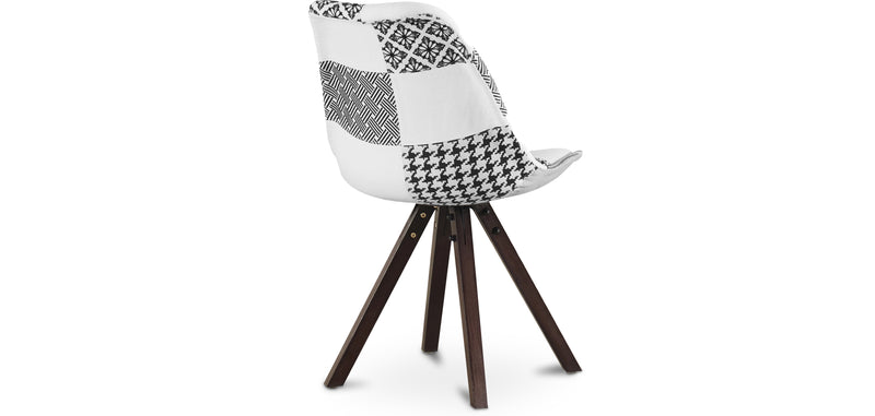 Chaise de salle à manger - Tapissée en Patchwork - Noir et Blanc - Denisse