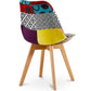 Cadeira de sala de jantar Denisse, design escandinavo estofado, pernas de madeira, premium, nova edição - patchwork Ray