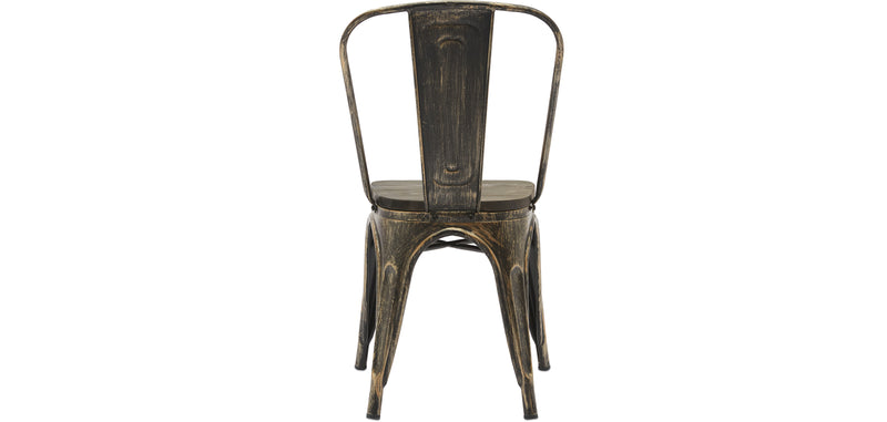Cadeira de jantar ao estilo Tolix com design industrial em metal e madeira escura - Nova edição