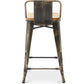 Bar stool with backrest - Industrial design - Wood and steel - 60cm - New edition - Stylix
