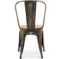 Cadeira de jantar Stylix com design industrial em metal e madeira clara - Nova edição