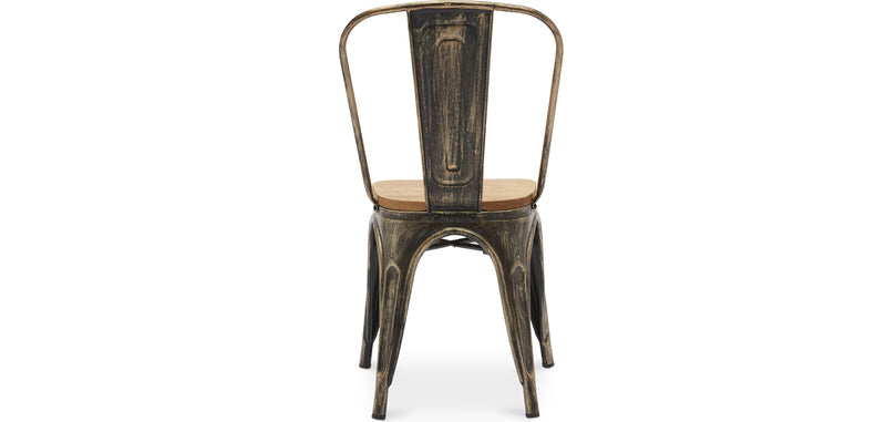Cadeira de jantar Stylix com design industrial em metal e madeira clara - Nova edição
