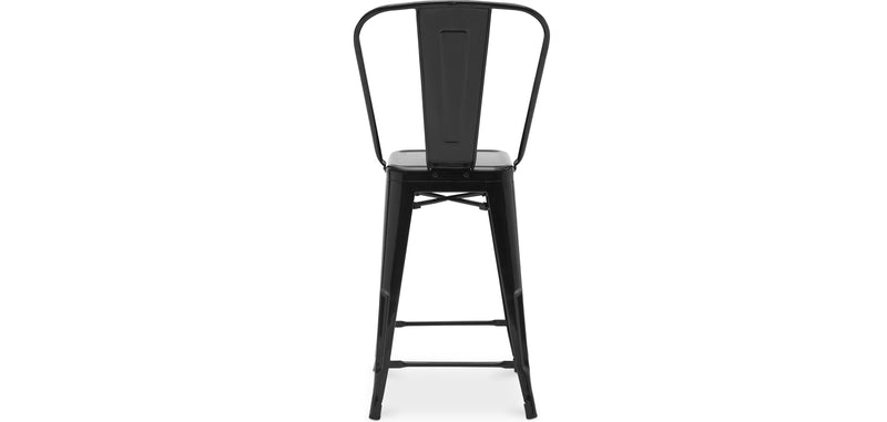 Banco de bar com encosto ao estilo Tolix, com design industrial em metal - 60 cm - Nova edição