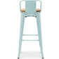Taboret barowy z oparciem - Industrialny design - Drewno i stal - 76cm - Nowa edycja - Stylix