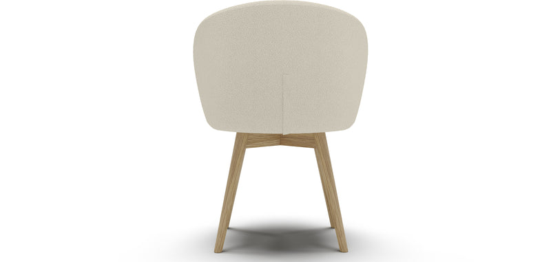 Sedia da pranzo rivestita in bouclé bianco - Yuna