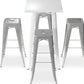 Pack Tabouret Blanc Table & 4 Tabourets de Bar Design Industriel - Métal - Nouvelle Edition - Bistrot Stylix