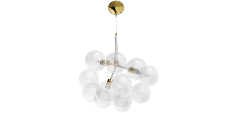 Candeeiro suspenso, lustre globo de design moderno, 9 globos de vidro - Glaub