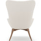 Armchair with Bouclé Faux Fur Upholstered Footrest - White Loops - Huda