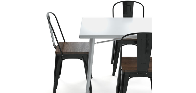 Pack Table à manger et 4 chaises à manger Design industriel - Nouvelle édition- Bistrot Stylix