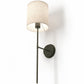 Applique Murale - Lampe Noire avec Abat-Jour en Tissu - Dena