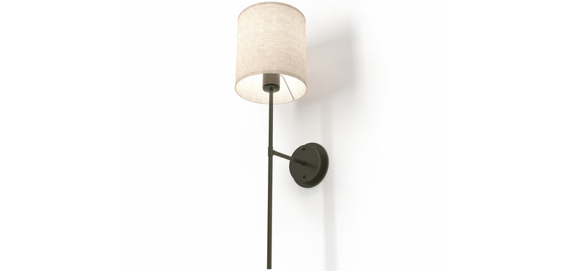 Applique Murale - Lampe Noire avec Abat-Jour en Tissu - Dena