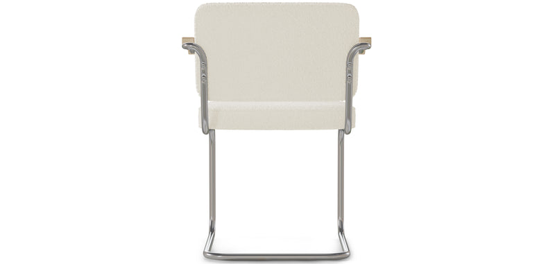 Chaise de salle à manger avec accoudoirs En Bouclette Fausse Fourrure Tapissée - Boucles Blanches - Henr