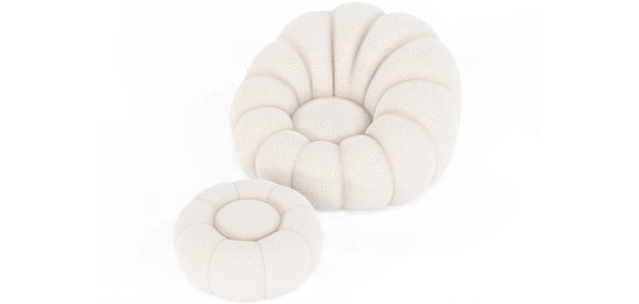 Upholstered Armchair with Ottoman - White Boucle - Rubi - gallery 5