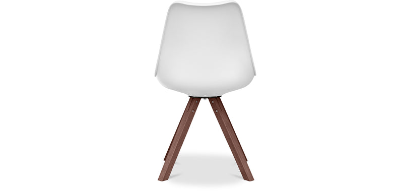 Cadeira de sala de jantar Denisse, estilo escandinavo, design premium, pernas escuras, com almofada