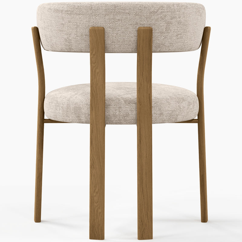 Living room armchair with armrests upholstered in Chenille  – Oak-effect legs – Ergonomic and modern design – Okare