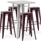 Pack Tabouret de Table ET 4 Tabourets de Bar Design Industriel - Métal - Nouvelle Edition - Bistrot Stylix